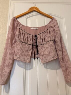 Altr’d State Coquette Balletcore Long Sleeve Cropped Top Small